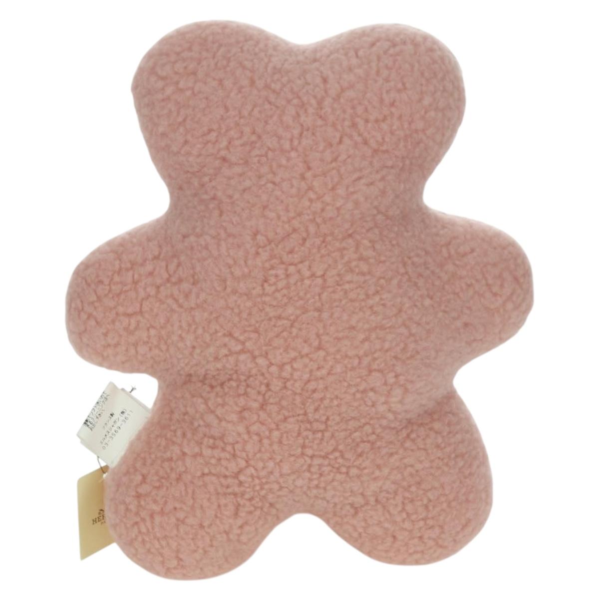 HERMES Baby Rattle 2 Set Wool Pink Auth BAZ824M