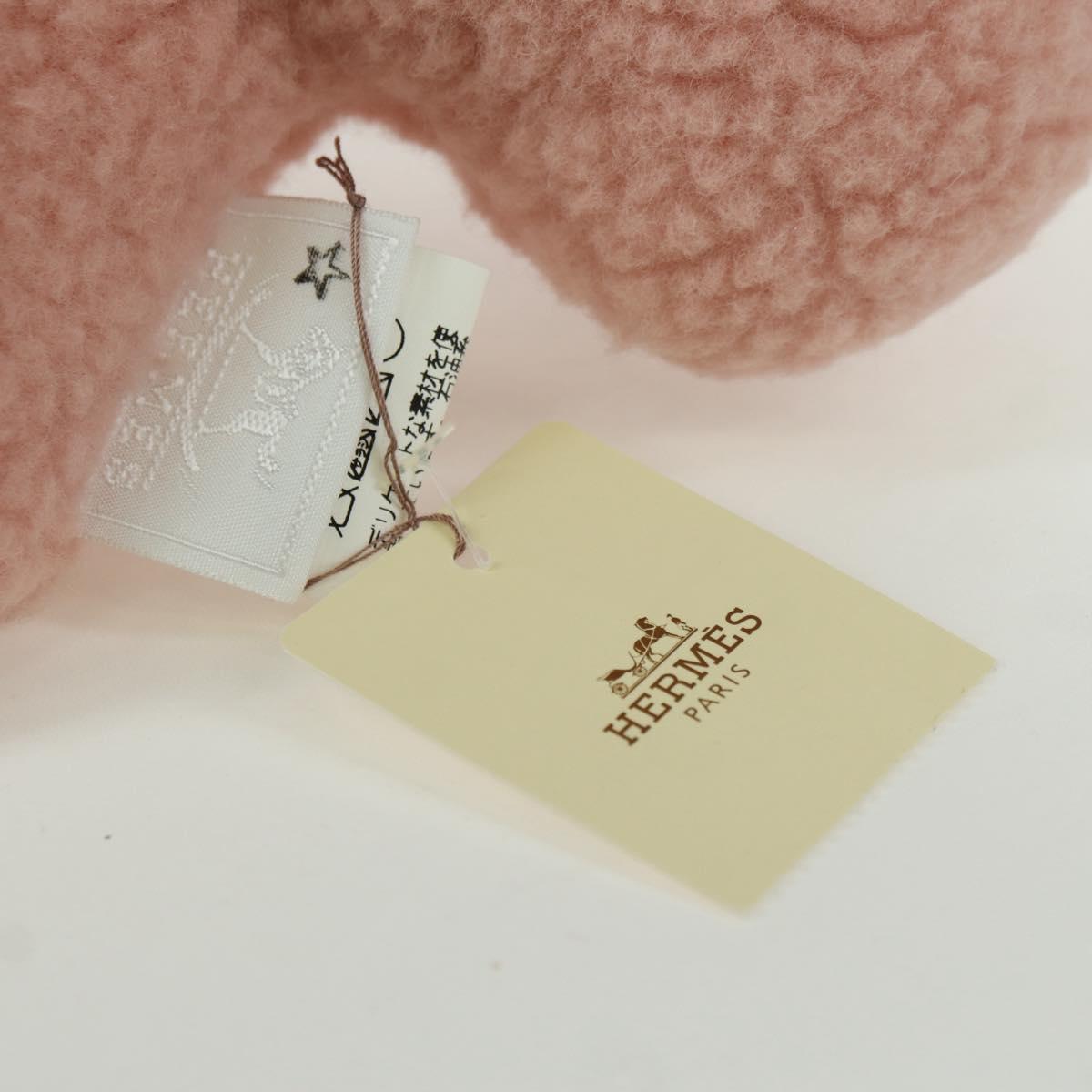 HERMES Baby Rattle 2 Set Wool Pink Auth BAZ824M