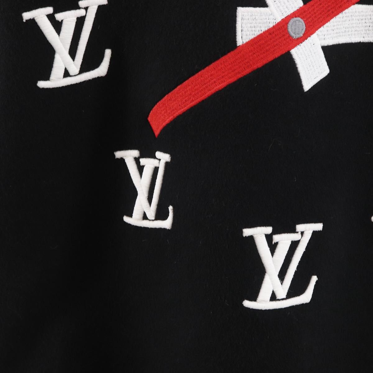 LOUIS VUITTON Puppet Baseball Jacket Wool Black 1A8PML LV Auth BAZ826SM