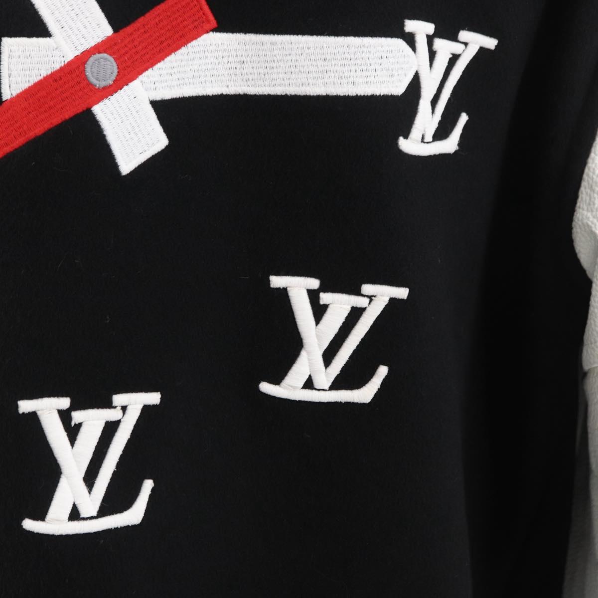 LOUIS VUITTON Puppet Baseball Jacket Wool Black 1A8PML LV Auth BAZ826SM