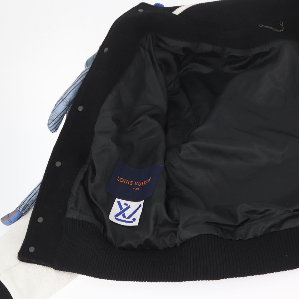 LOUIS VUITTON Puppet Baseball Jacket Wool Black 1A8PML LV Auth BAZ826SM