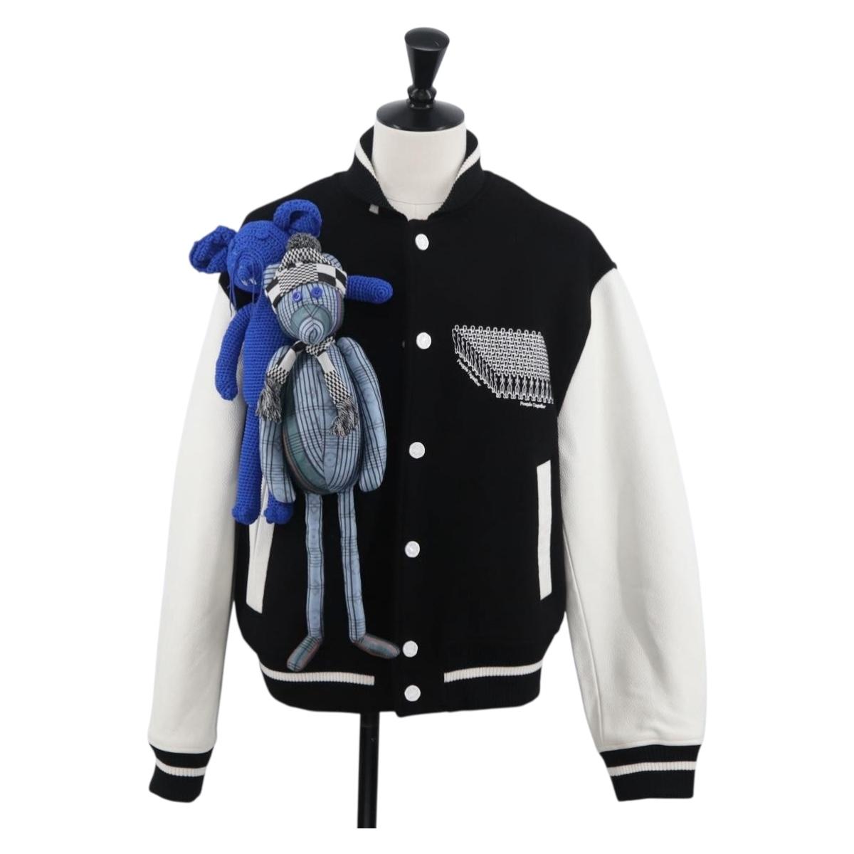LOUIS VUITTON Puppet Baseball Jacket Wool Black 1A8PML LV Auth BAZ826SM