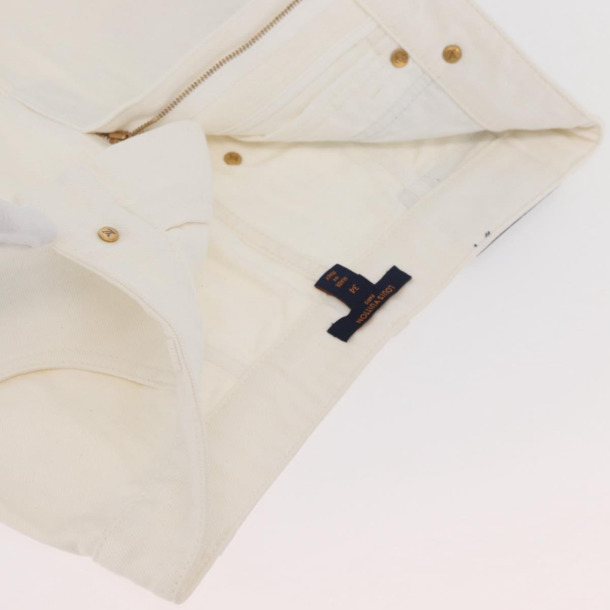 LOUIS VUITTON Monogram Denim Skirt White LV Auth BAZ834M