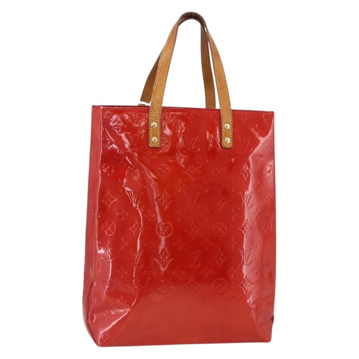 LOUIS VUITTON Monogram Vernis Reade MM Hand Bag Red Rouge M91086 LV Auth BAZ846