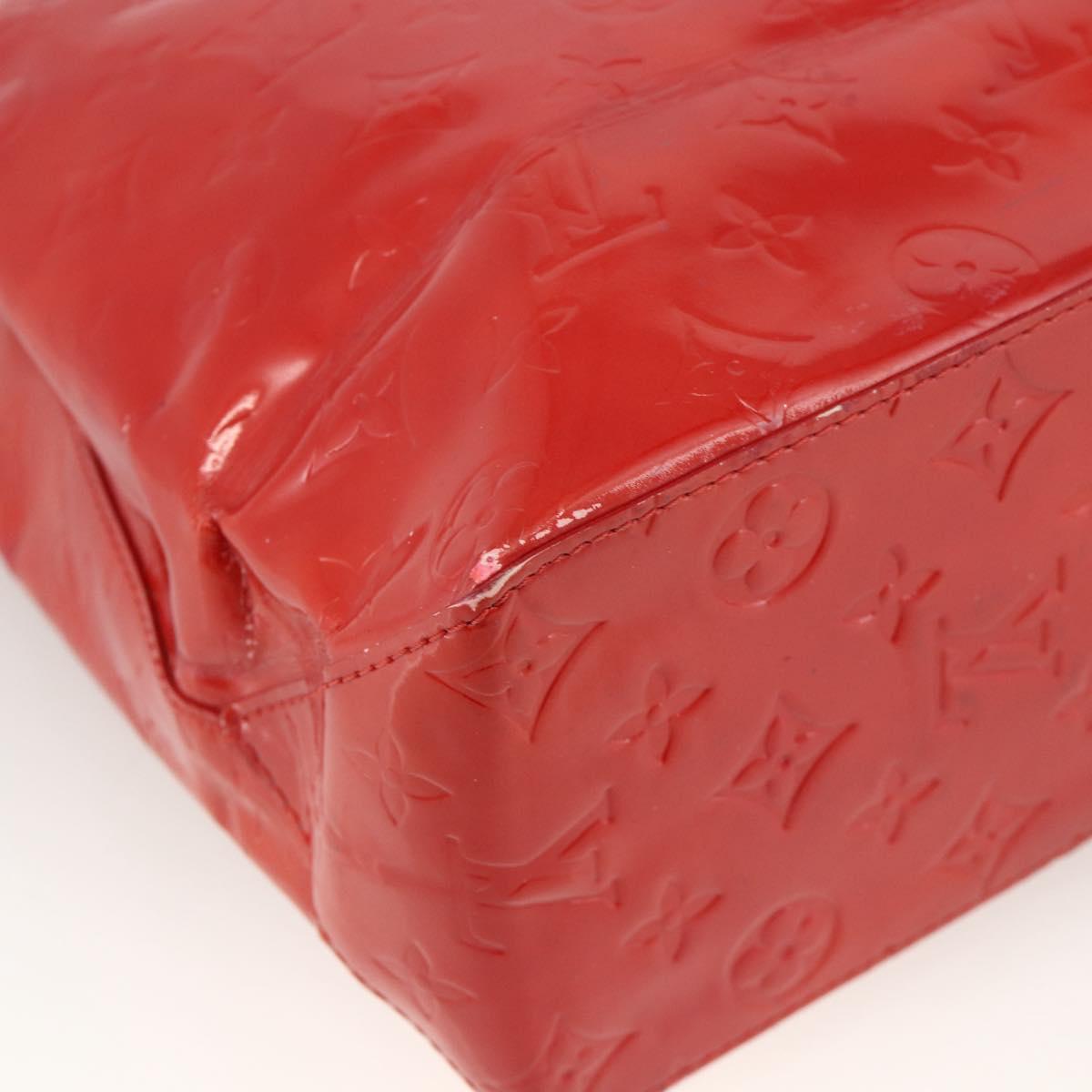 LOUIS VUITTON Monogram Vernis Reade MM Hand Bag Red Rouge M91086 LV Auth BAZ846