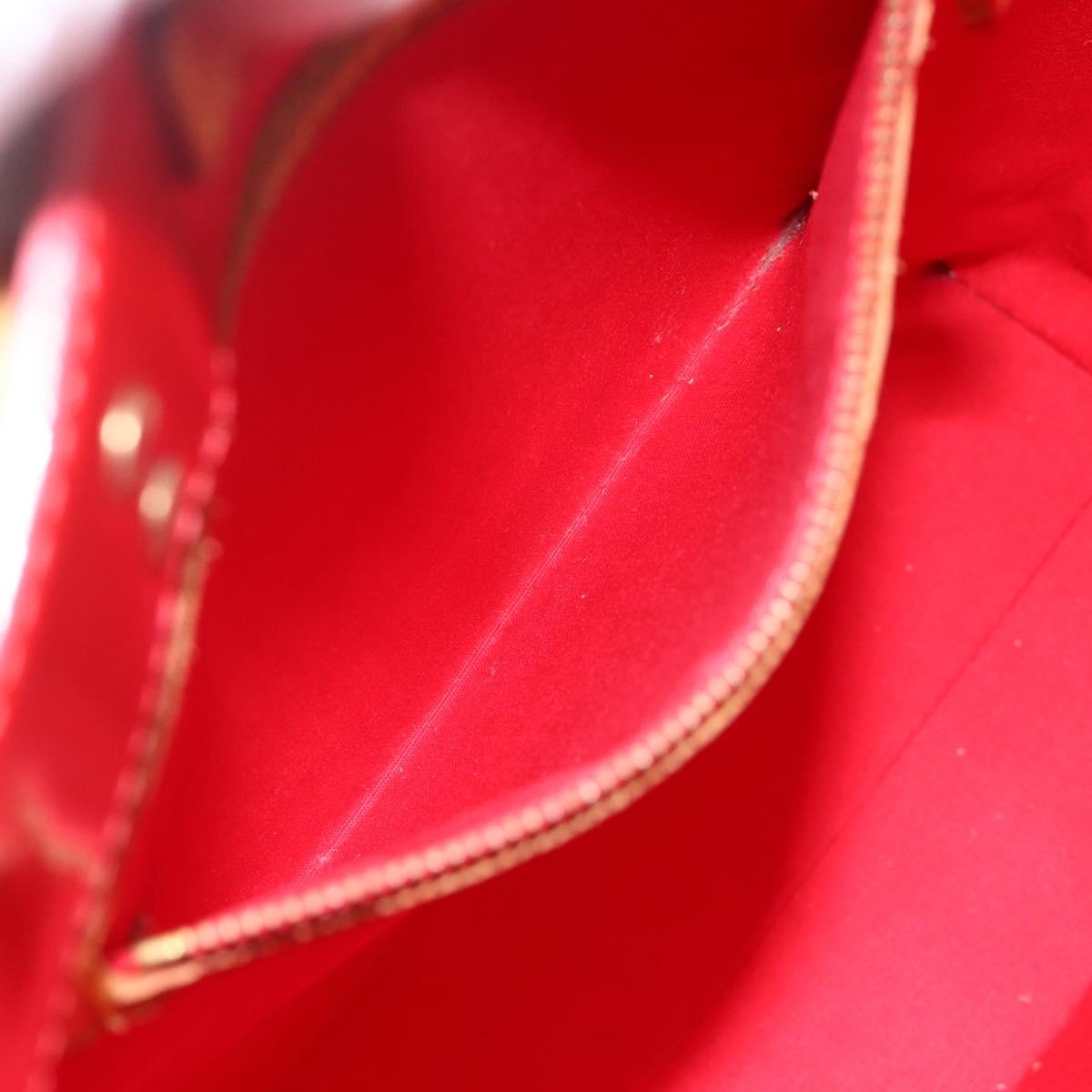 LOUIS VUITTON Monogram Vernis Reade MM Hand Bag Red Rouge M91086 LV Auth BAZ846