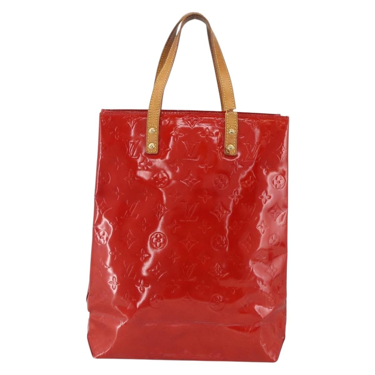 LOUIS VUITTON Monogram Vernis Reade MM Hand Bag Red Rouge M91086 LV Auth BAZ846