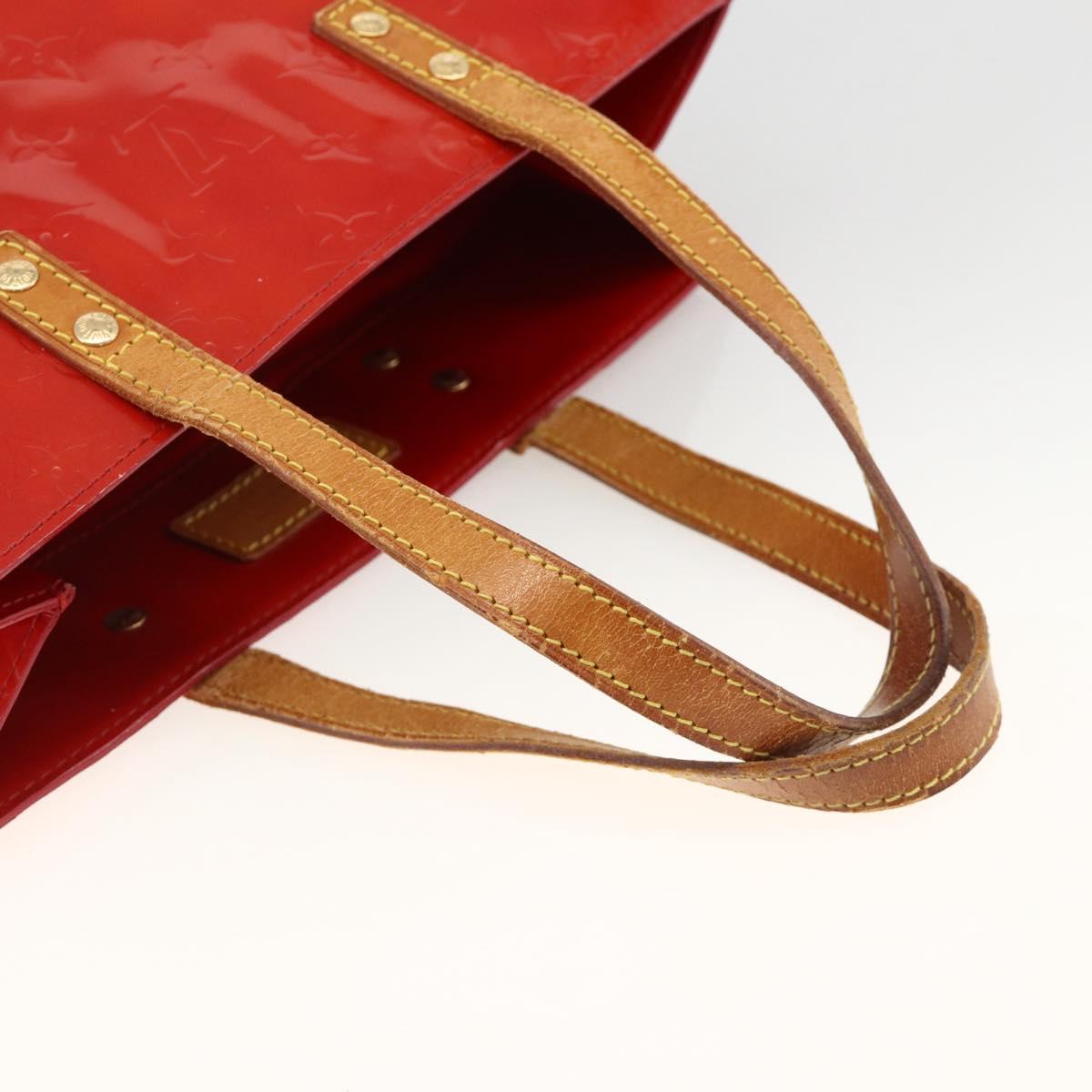 LOUIS VUITTON Monogram Vernis Reade MM Hand Bag Red Rouge M91086 LV Auth BAZ846