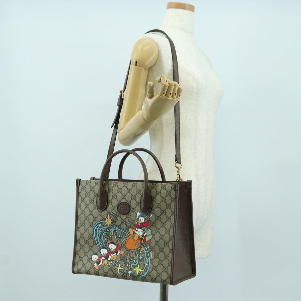 GUCCI GG Supreme Donald Disney Collaboration PVC 2way Beige 648134 Auth BAZ859SM