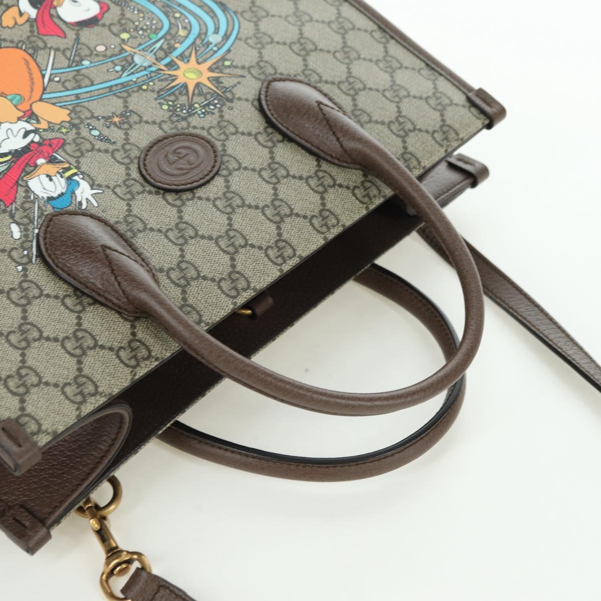 GUCCI GG Supreme Donald Disney Collaboration PVC 2way Beige 648134 Auth BAZ859SM