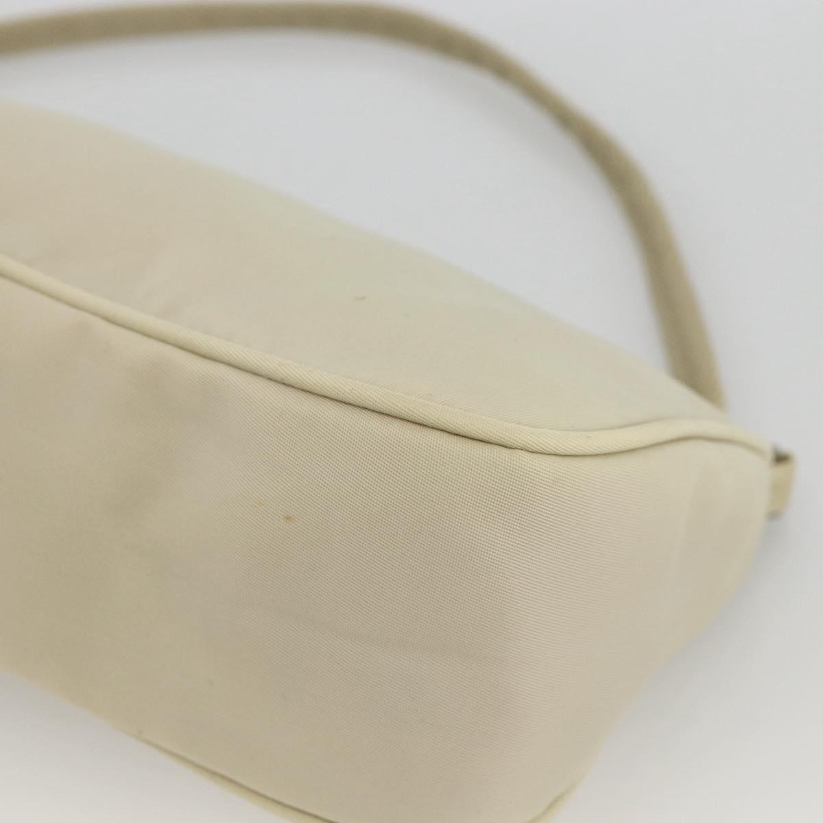 PRADA Accessory Pouch Nylon Beige Silver Auth BAZ860A