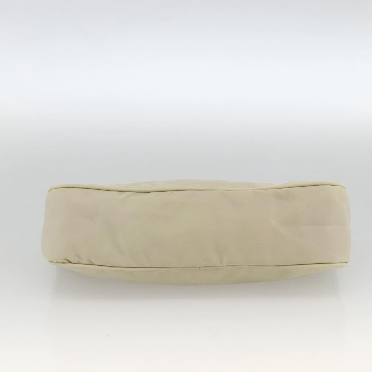 PRADA Accessory Pouch Nylon Beige Silver Auth BAZ860A