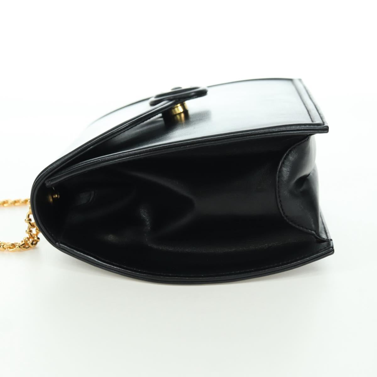 TIFFANY&Co. Chain Shoulder Bag Leather 2way Black Gold Auth BAZ864V