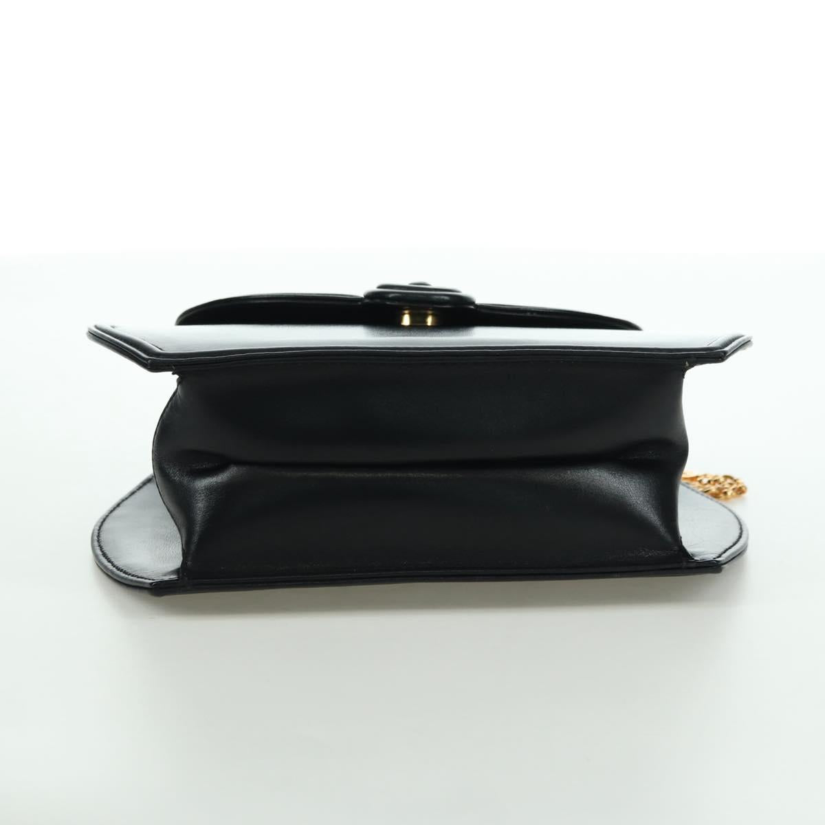 TIFFANY&Co. Chain Shoulder Bag Leather 2way Black Gold Auth BAZ864V