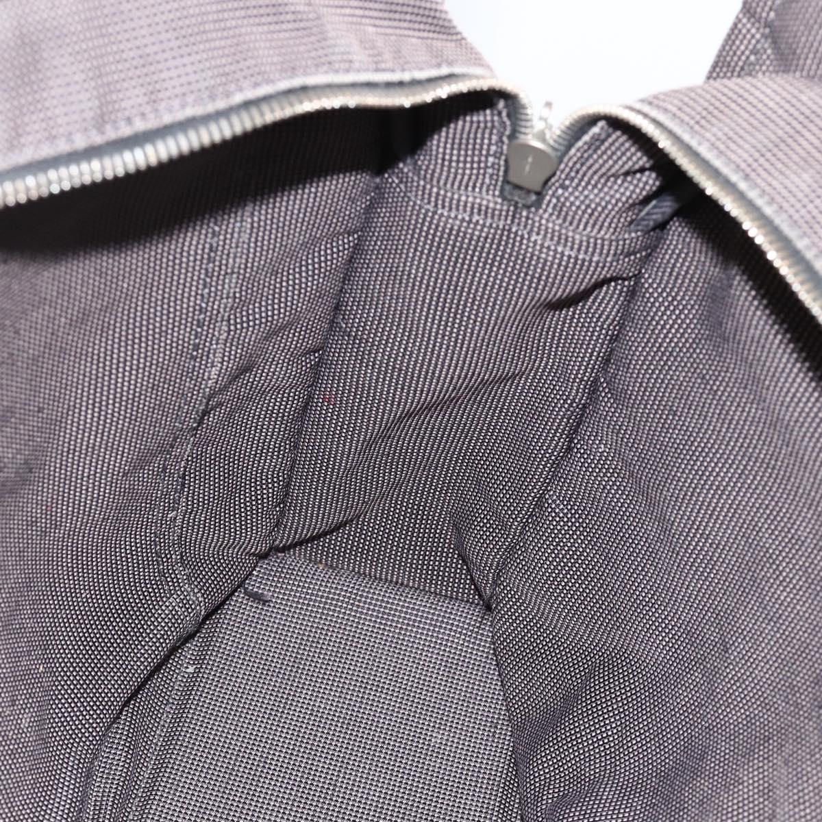 HERMES Her Line MM Hand Bag Canvas Gray Silver Auth BAZ866