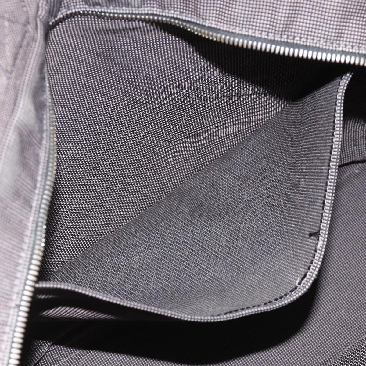 HERMES Her Line MM Hand Bag Canvas Gray Silver Auth BAZ866