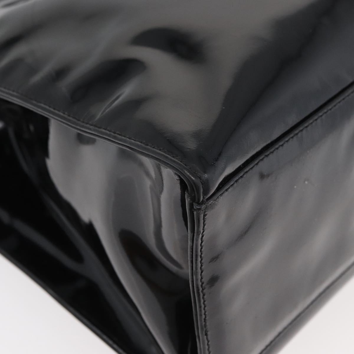 CHANEL COCO Mark Tote Bag Patent leather Black Gold CC Auth BAZ868