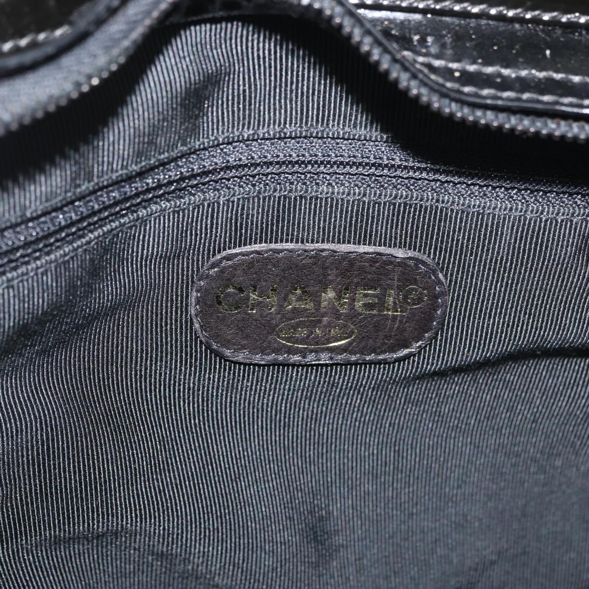 CHANEL COCO Mark Tote Bag Patent leather Black Gold CC Auth BAZ868