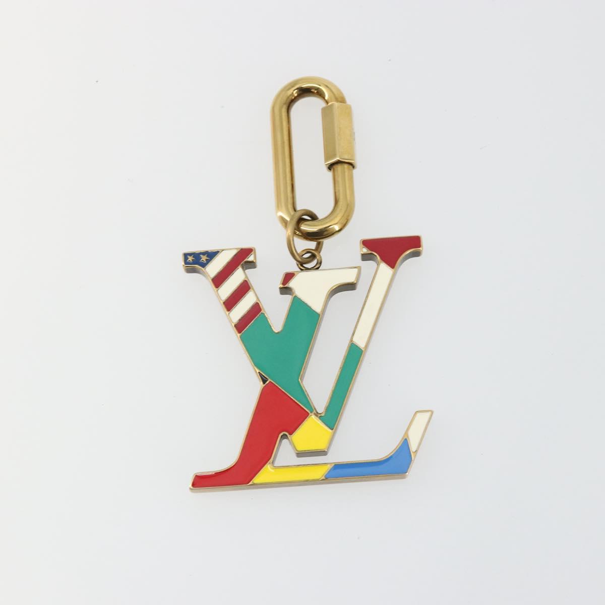 LOUIS VUITTON Bijoux Sac LV Flag Key Holder metal Gold Tone MP2484 Auth BAZ874A