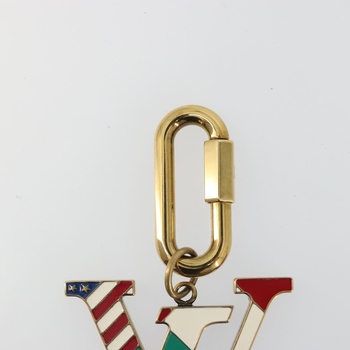 LOUIS VUITTON Bijoux Sac LV Flag Key Holder metal Gold Tone MP2484 Auth BAZ874A