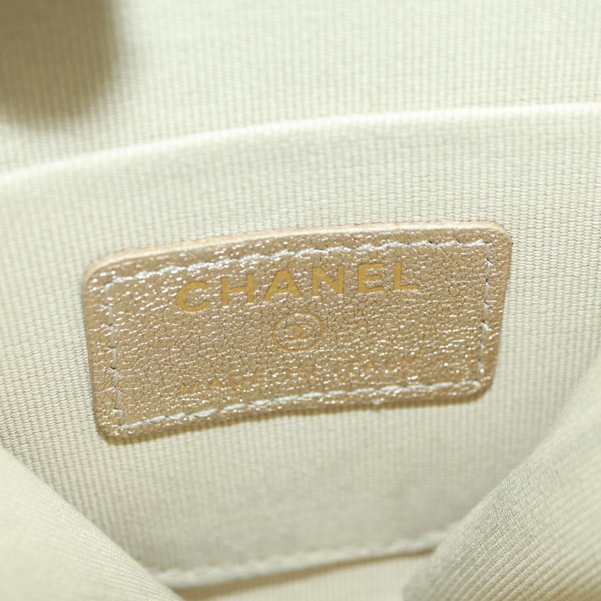 CHANEL Matelasse Air Pods Case & Coin Purse Lamb Skin Gold CC Auth BAZ881SAM