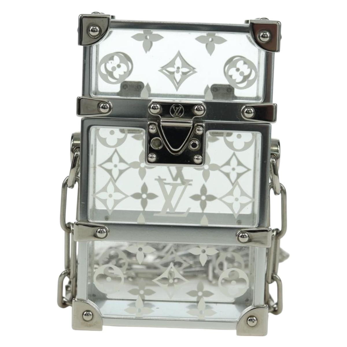 LOUIS VUITTON Trunk Box Pouch Bag metal Silver M00752 LV Auth BAZ882SAM