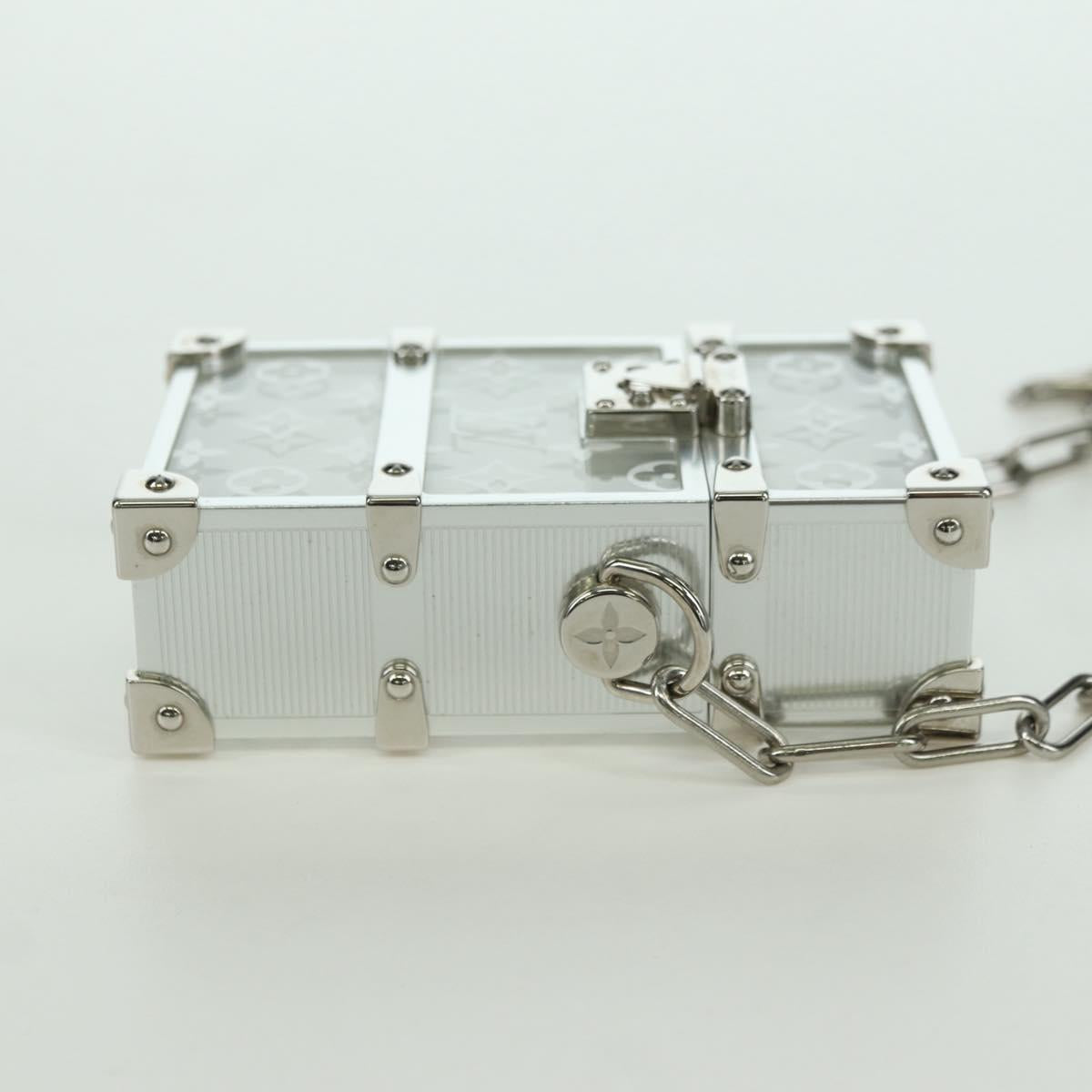 LOUIS VUITTON Trunk Box Pouch Bag metal Silver M00752 LV Auth BAZ882SAM