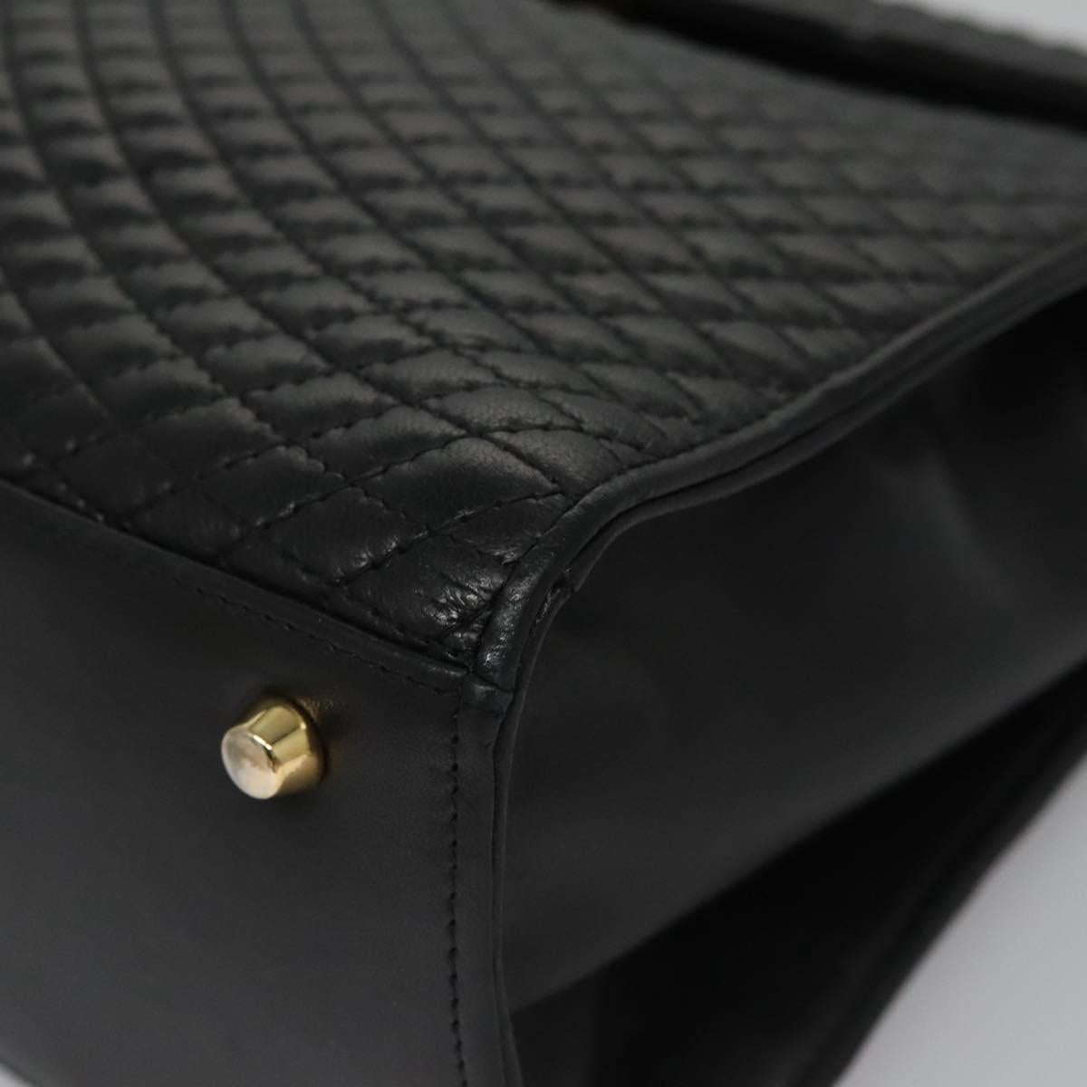 BALLY Hand Bag Leather Black Gold Auth BD031