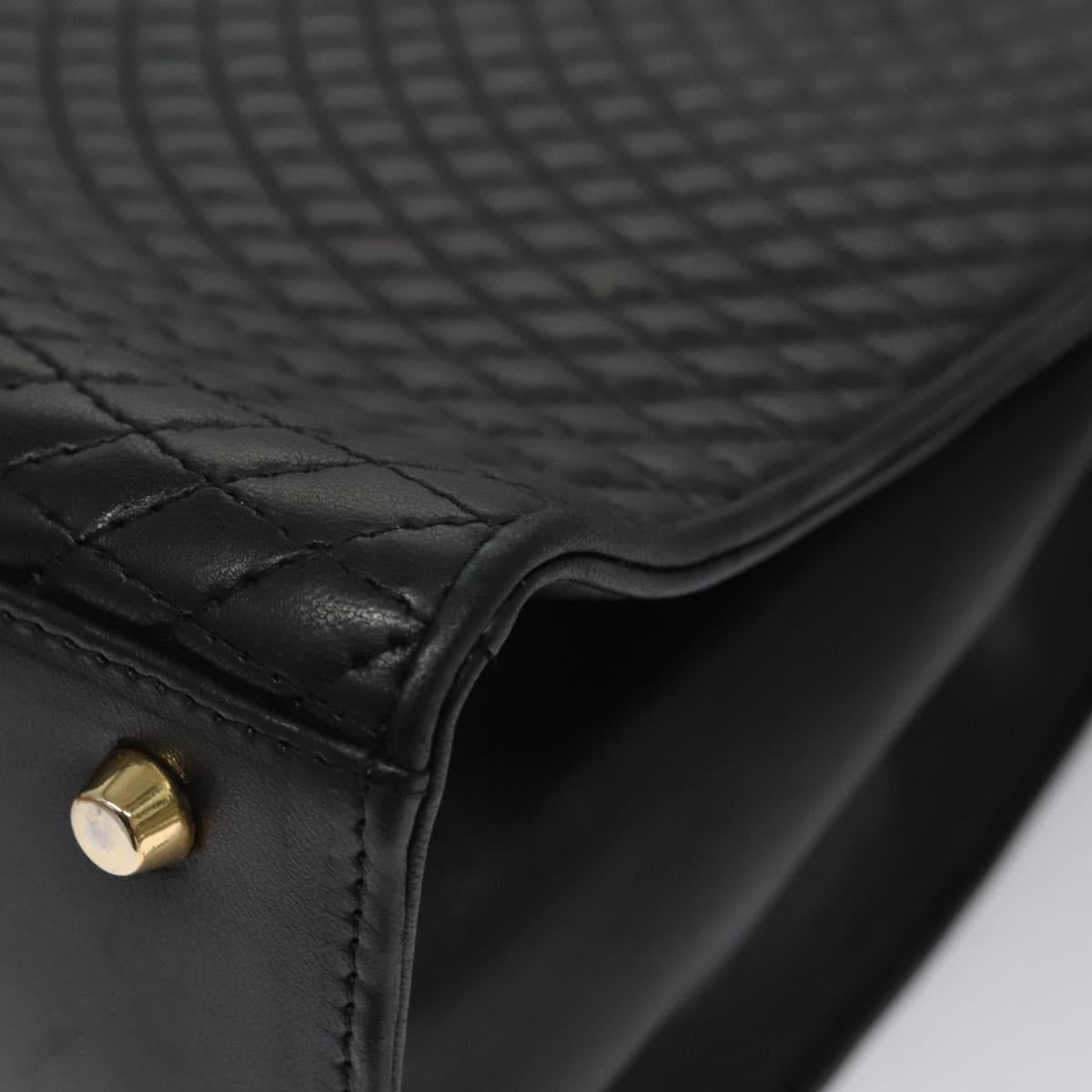 BALLY Hand Bag Leather Black Gold Auth BD031