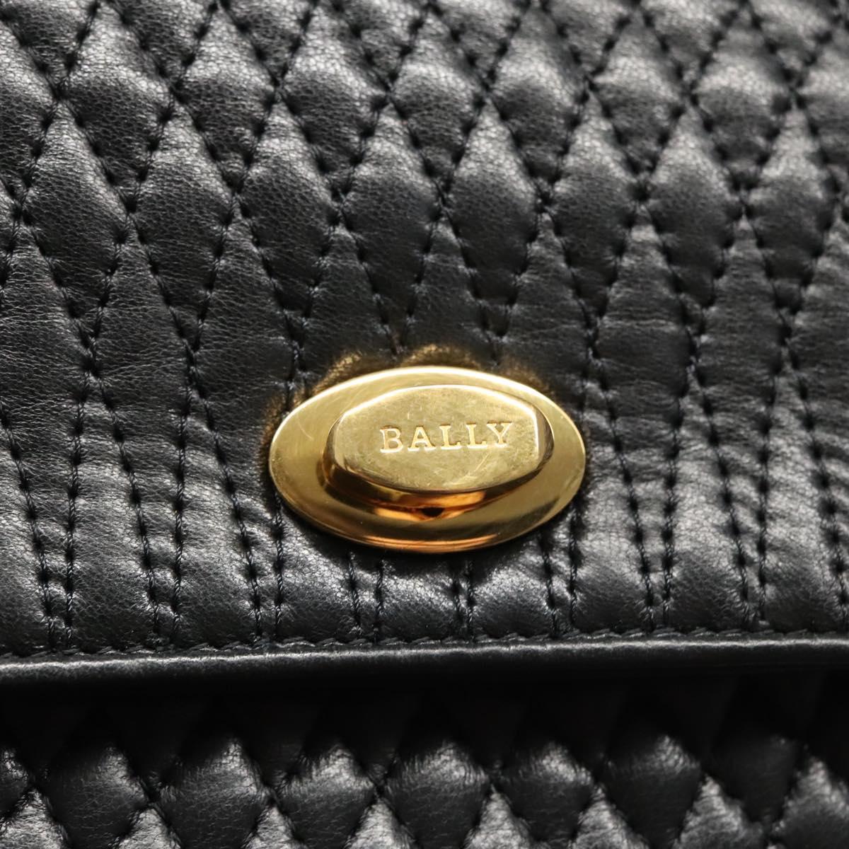 BALLY Hand Bag Leather Black Gold Auth BD031