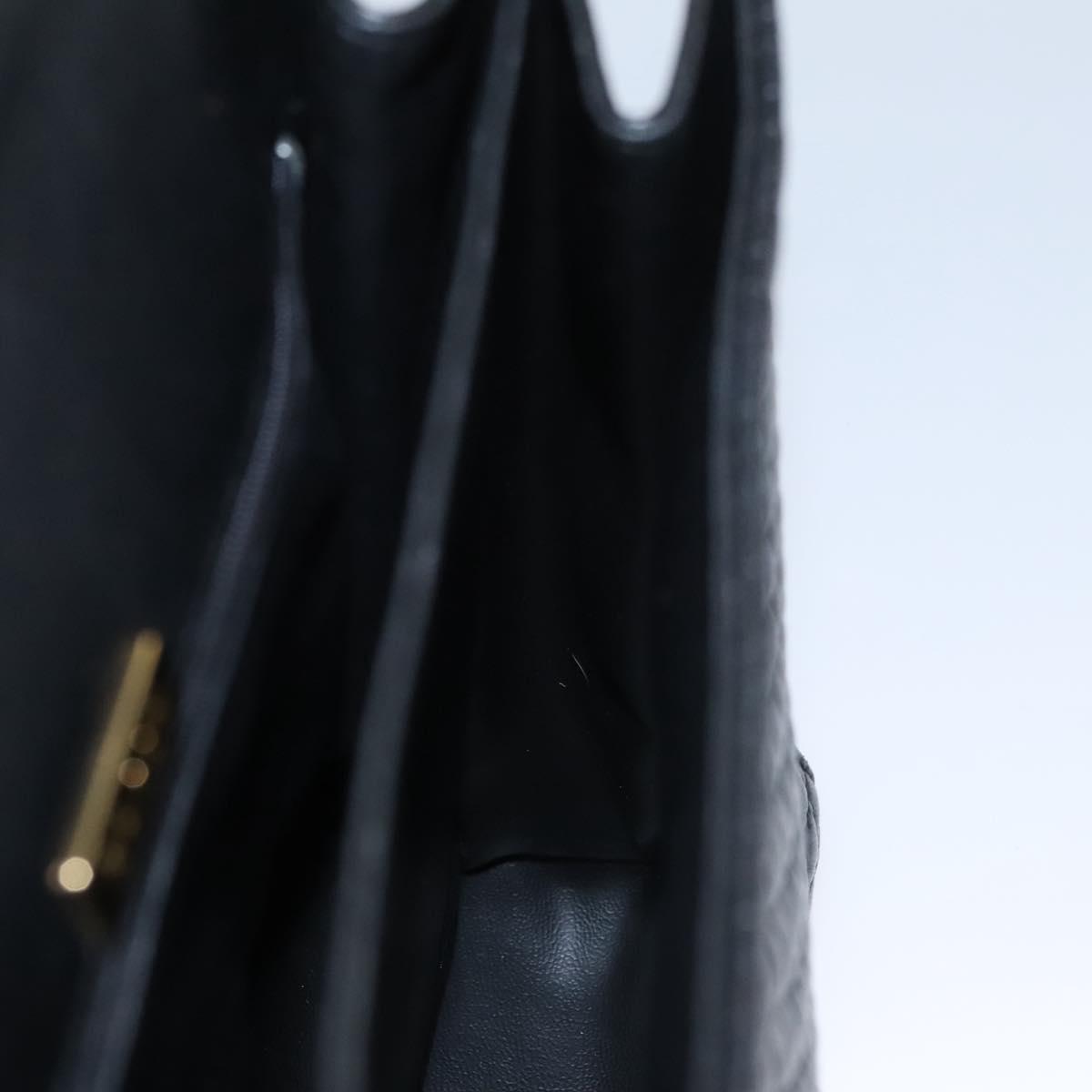 BALLY Hand Bag Leather Black Gold Auth BD031