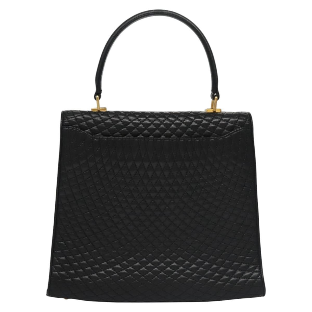 BALLY Hand Bag Leather Black Gold Auth BD031