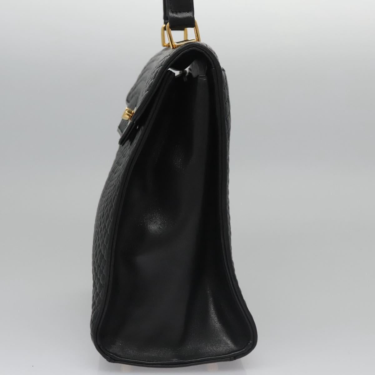 BALLY Hand Bag Leather Black Gold Auth BD031