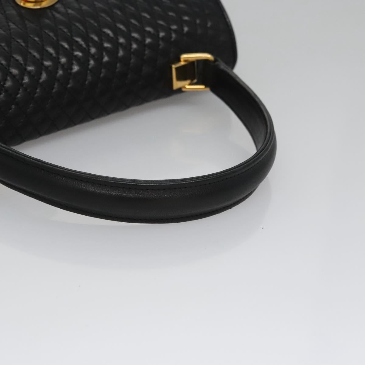 BALLY Hand Bag Leather Black Gold Auth BD031