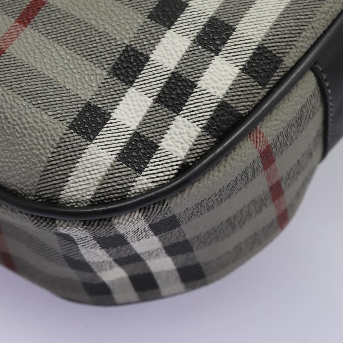 Burberrys Nova Check Shoulder Bag PVC Leather Gray Gold Auth BD032