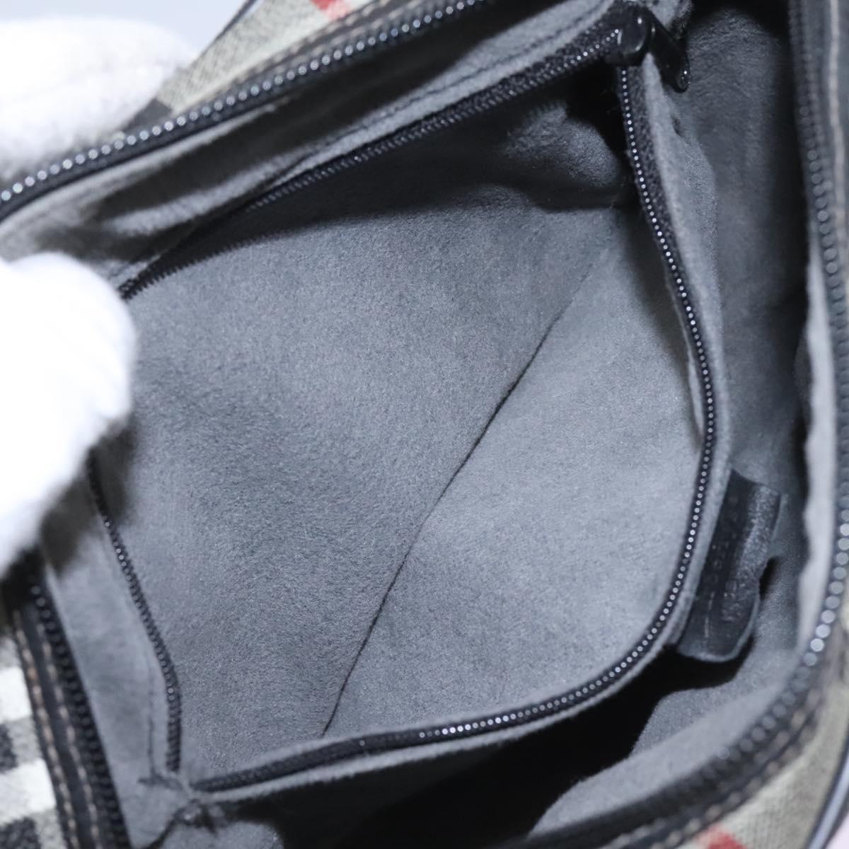 Burberrys Nova Check Shoulder Bag PVC Leather Gray Gold Auth BD032