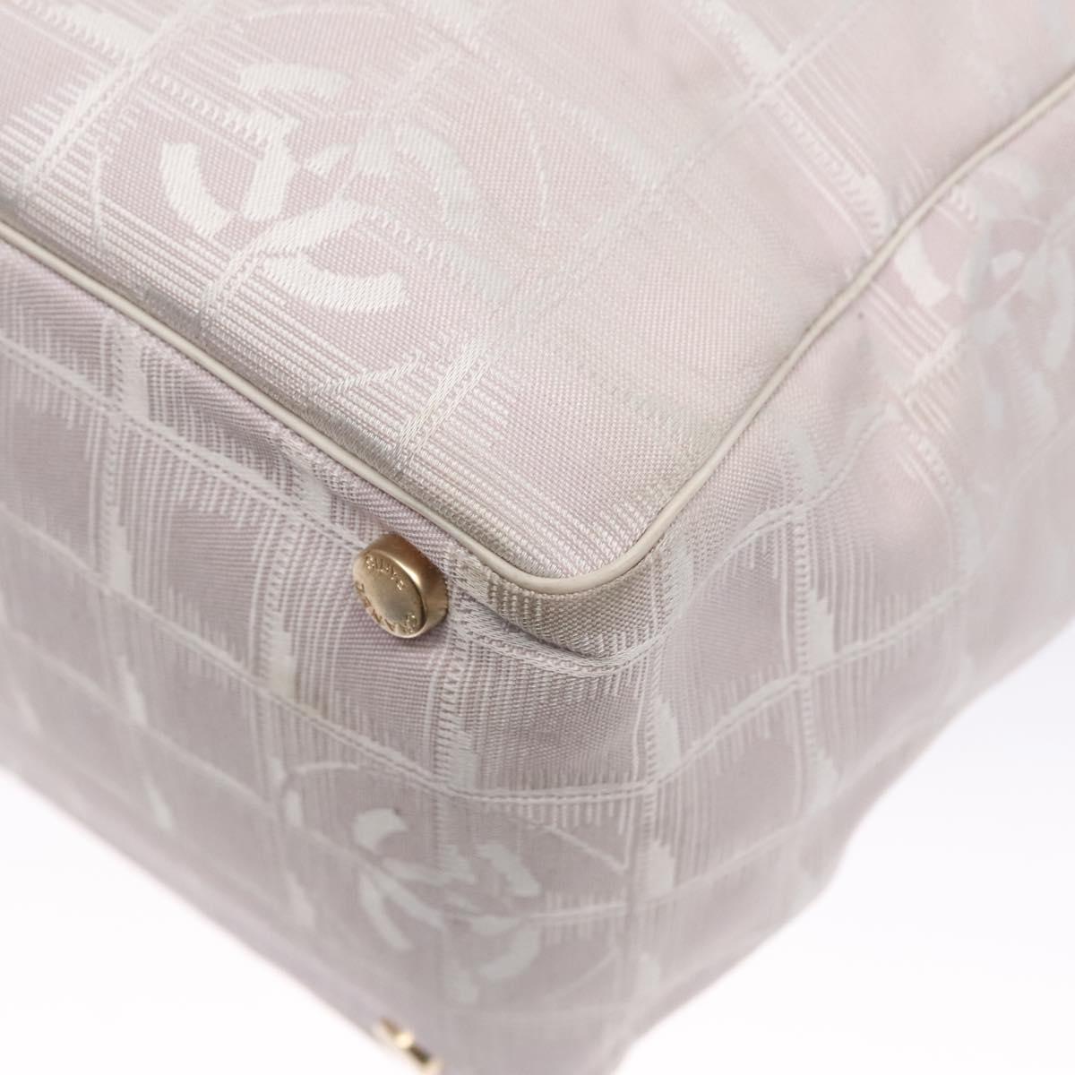CHANEL New Travel Line Hand Bag Nylon Leather Pink White gold CC Auth BD049