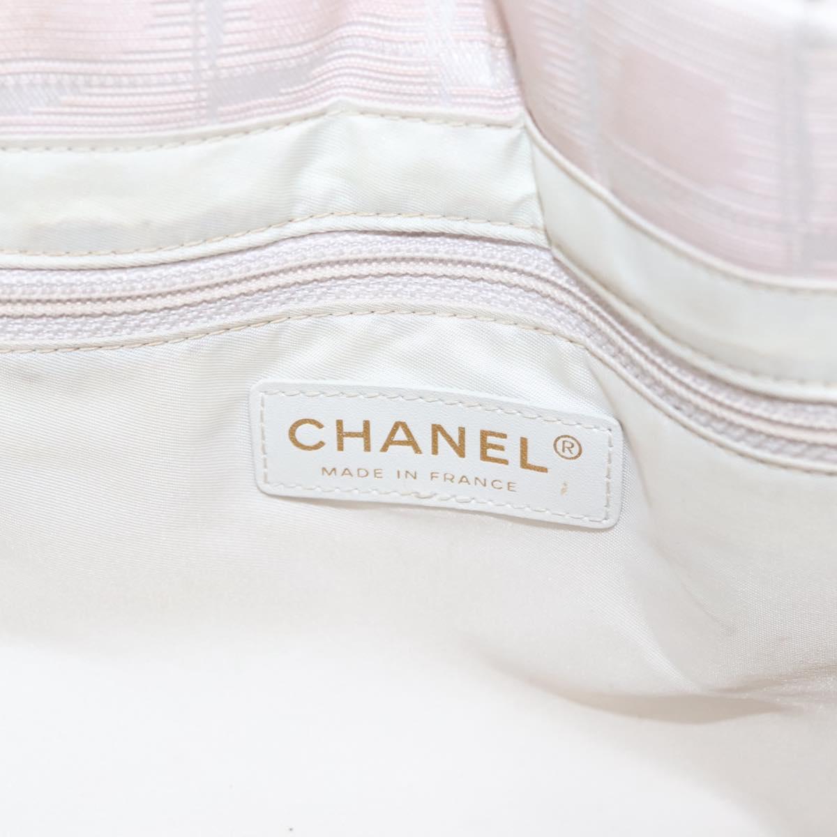 CHANEL New Travel Line Hand Bag Nylon Leather Pink White gold CC Auth BD049