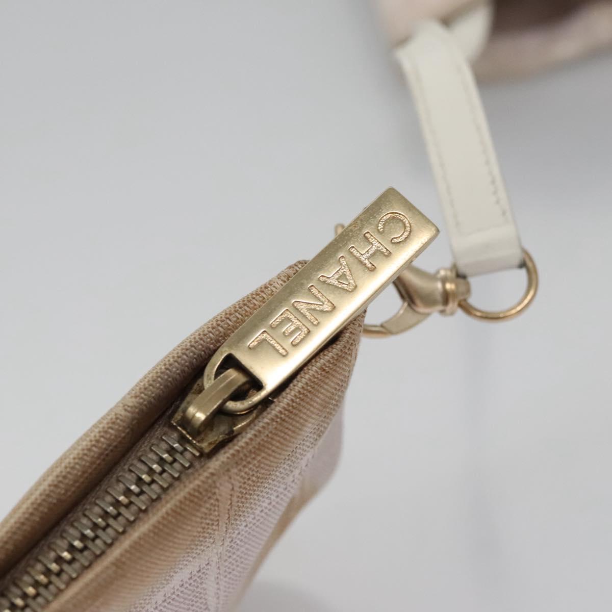 CHANEL New Travel Line Hand Bag Nylon Leather Pink White gold CC Auth BD049