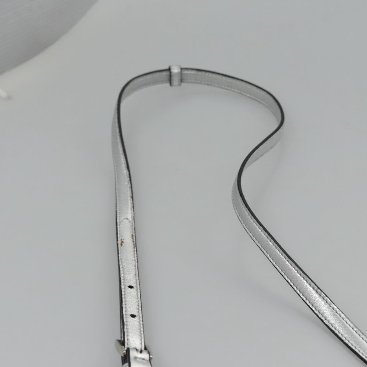 PRADA Chain Hand Bag Leather 2way Silver Auth BD055AV