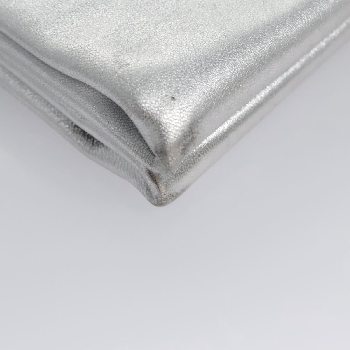 PRADA Chain Hand Bag Leather 2way Silver Auth BD055AV