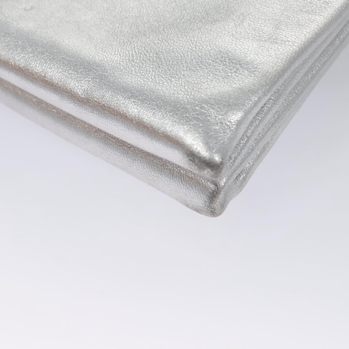 PRADA Chain Hand Bag Leather 2way Silver Auth BD055AV