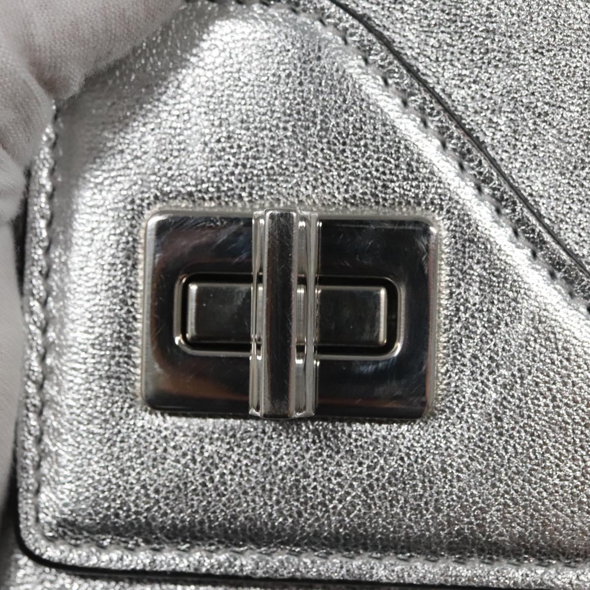 PRADA Chain Hand Bag Leather 2way Silver Auth BD055AV