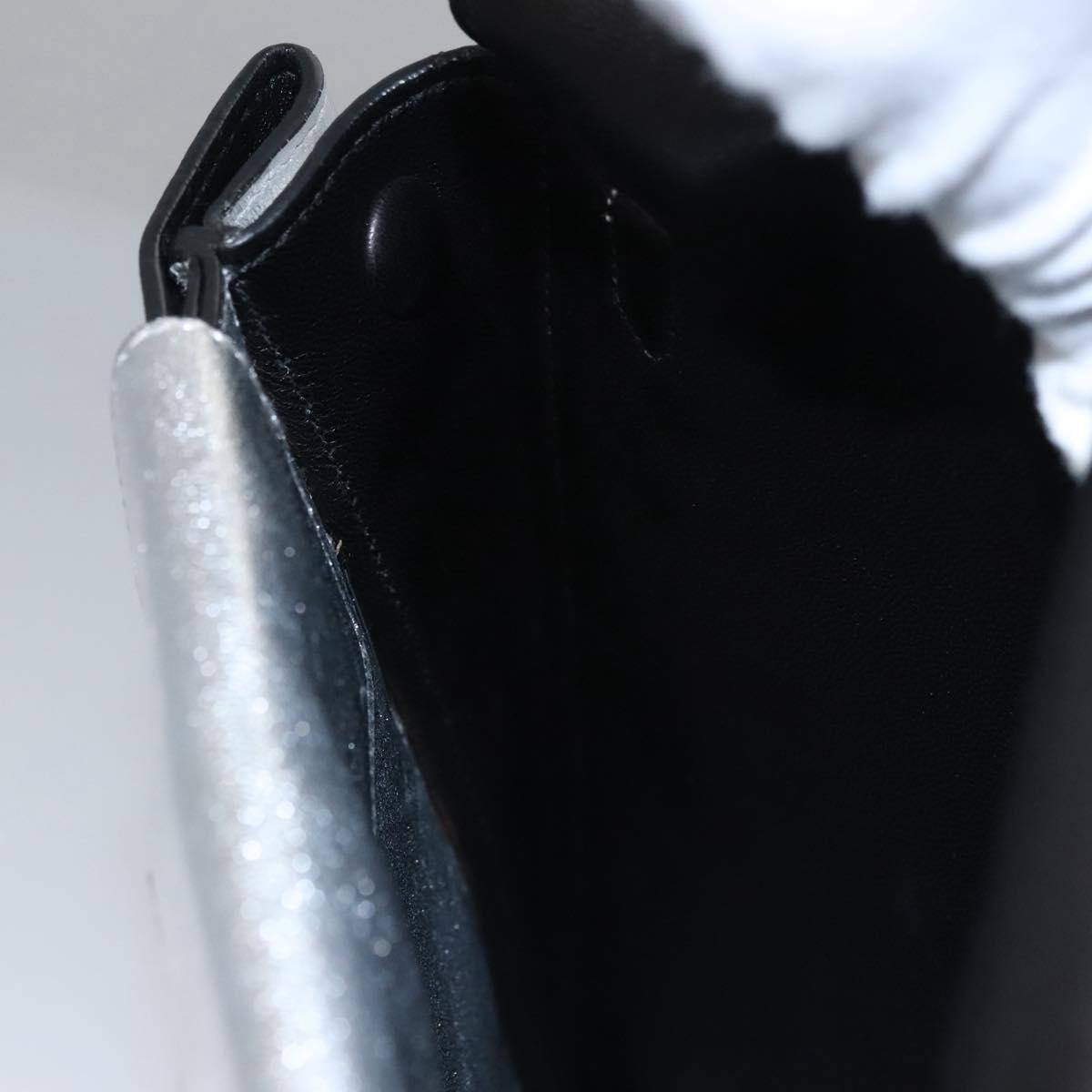 PRADA Chain Hand Bag Leather 2way Silver Auth BD055AV