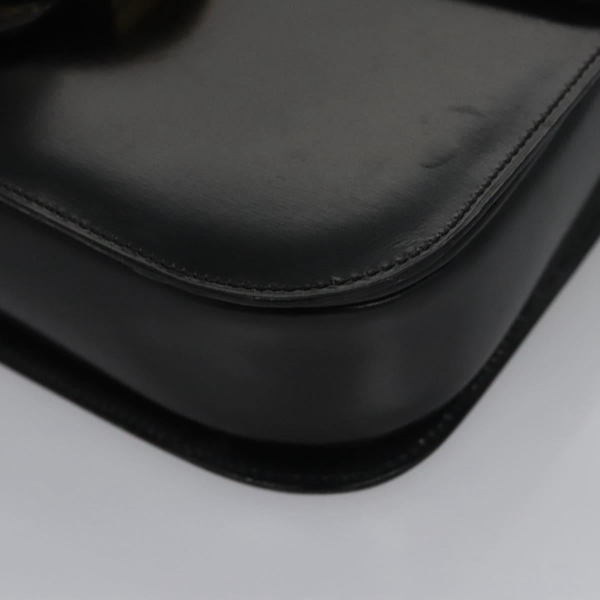 CELINE Hand Bag Leather Black Gold Auth BD058V