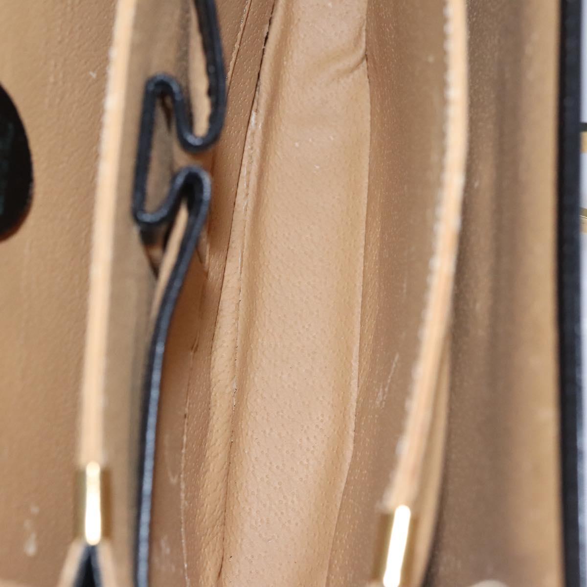 CELINE Hand Bag Leather Black Gold Auth BD058V