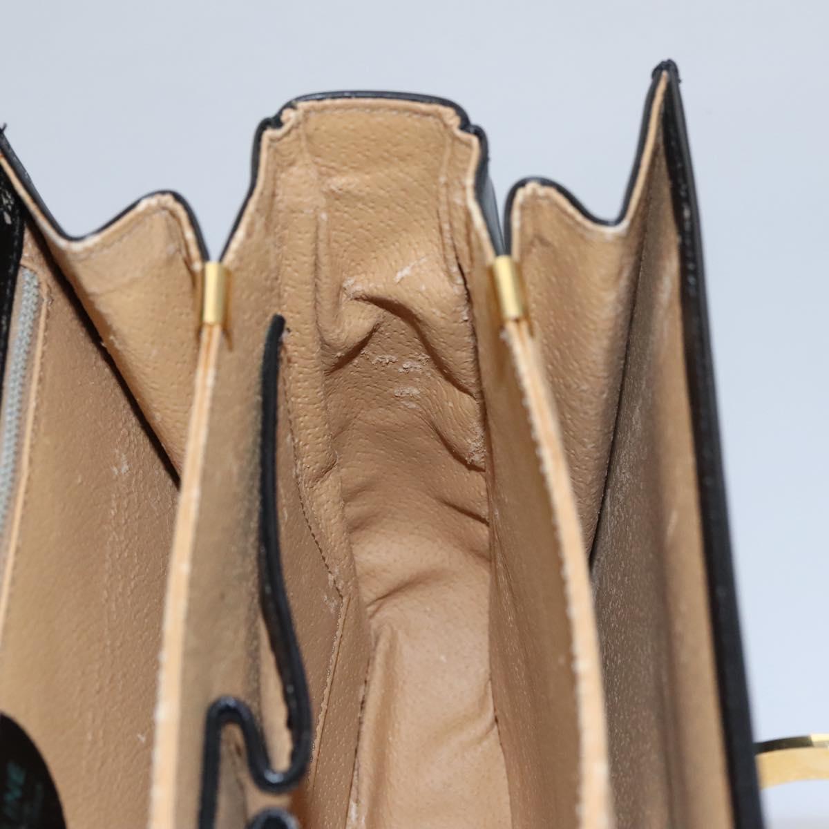 CELINE Hand Bag Leather Black Gold Auth BD058V