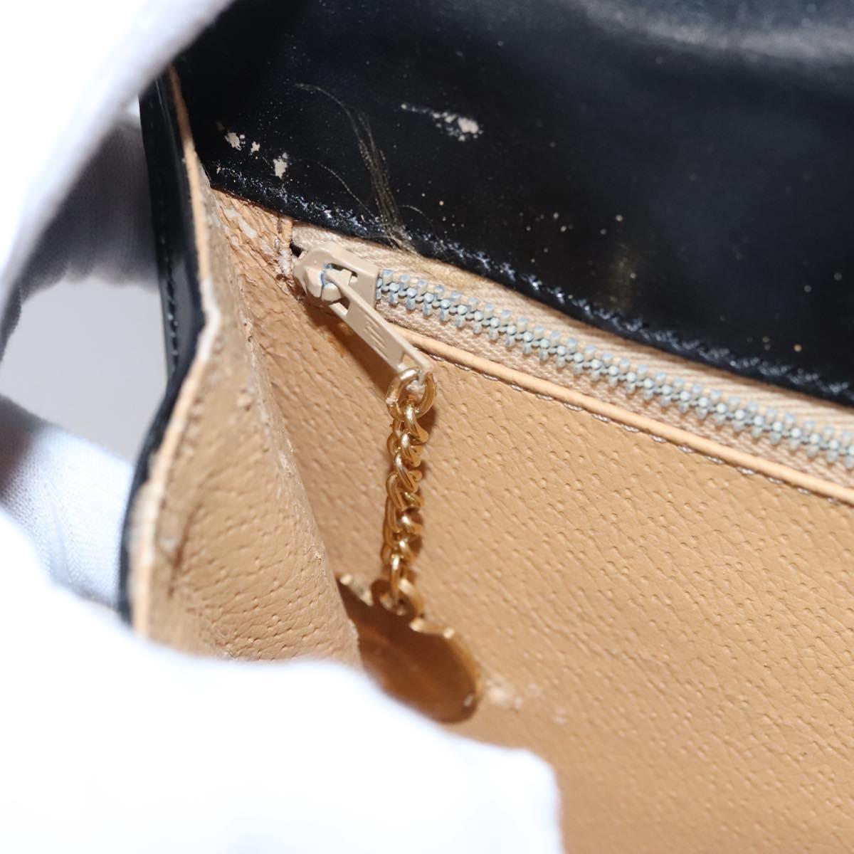 CELINE Hand Bag Leather Black Gold Auth BD058V