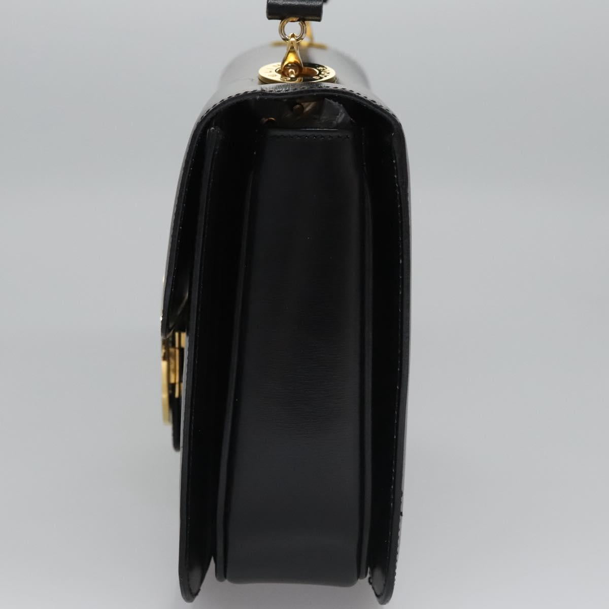 CELINE Hand Bag Leather Black Gold Auth BD058V