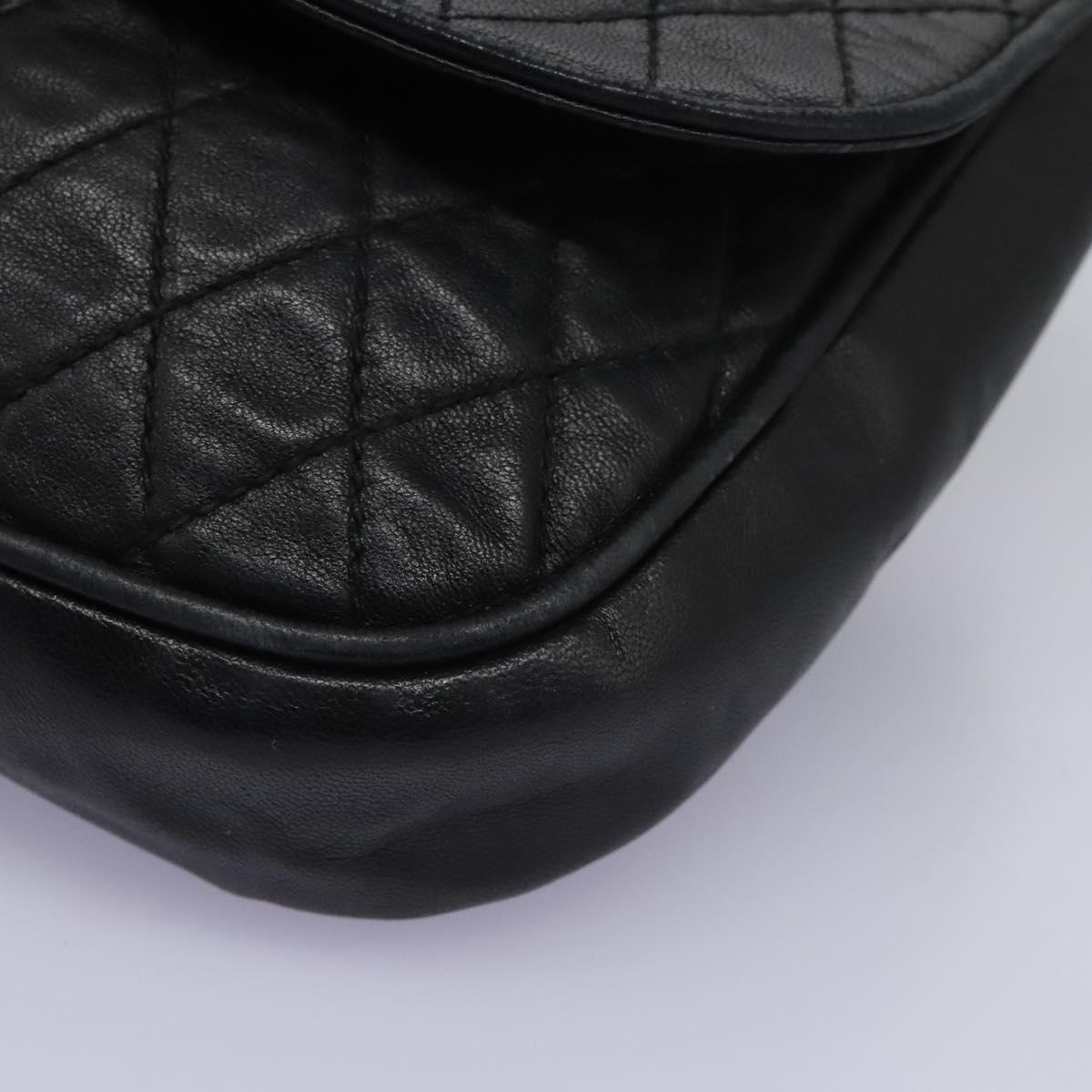 BALLY Chain Shoulder Bag Leather Black Gold Auth BD059